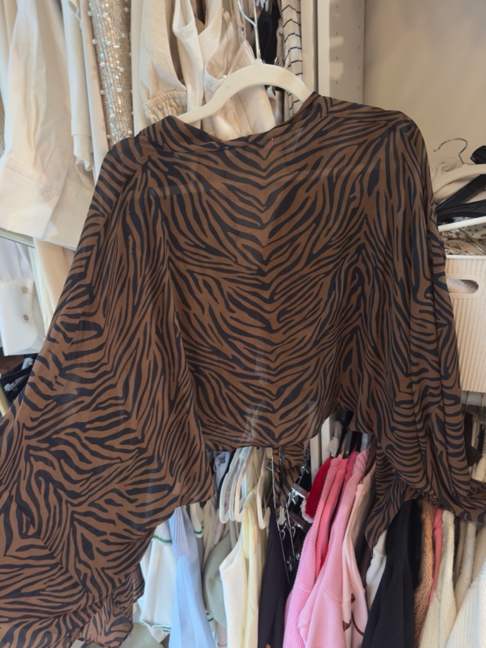 Rose & Olive Brown and Black Zebra Print Top - Picture 4 of 4
